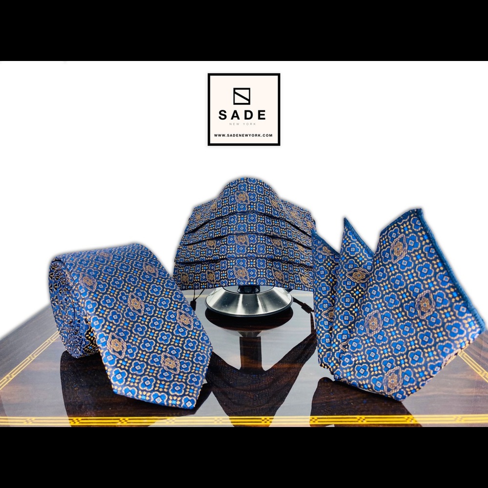 Perfect Matching Navy Blue, Brown Face Mask Set